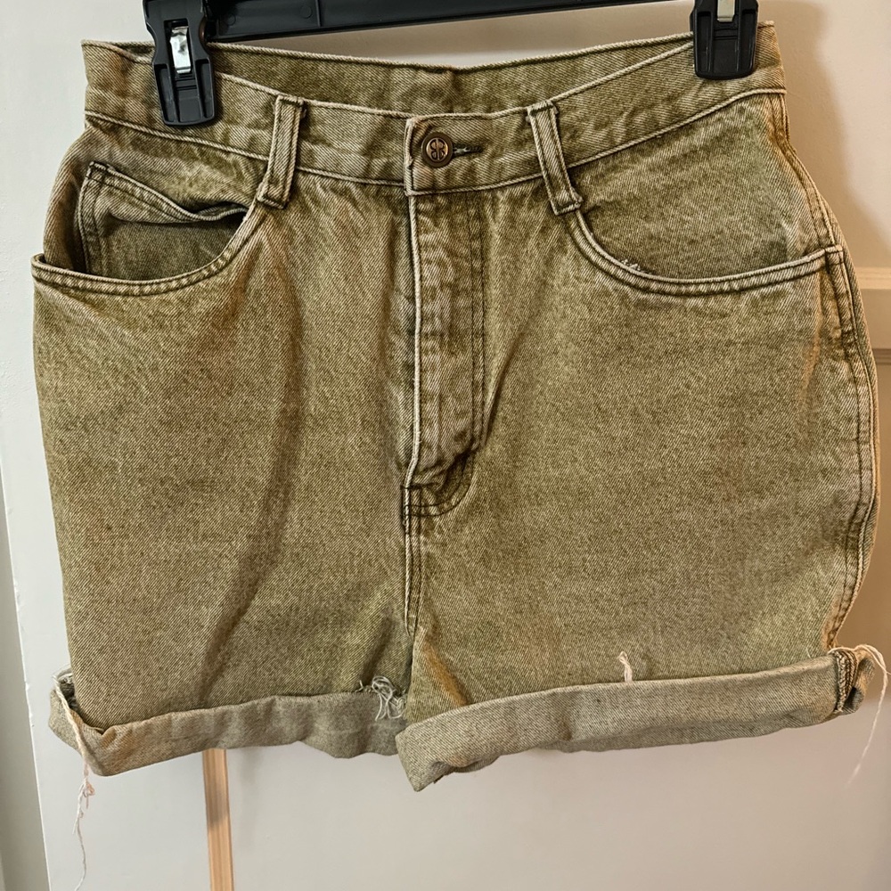 bill blass Olive High-Waist Rolled Hem Shorts